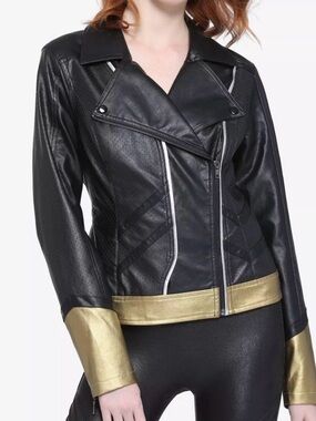 Marvel Black Widow Her Universe Faux Leather Moto Jacket Size Medium MD Women’s